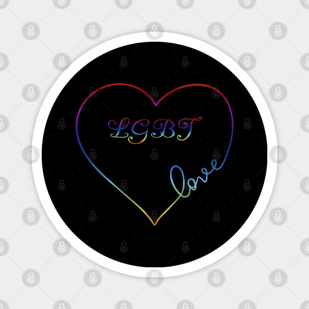 LGBT Rainbow Love Heart Pride Design Magnet by Wanderer Bat